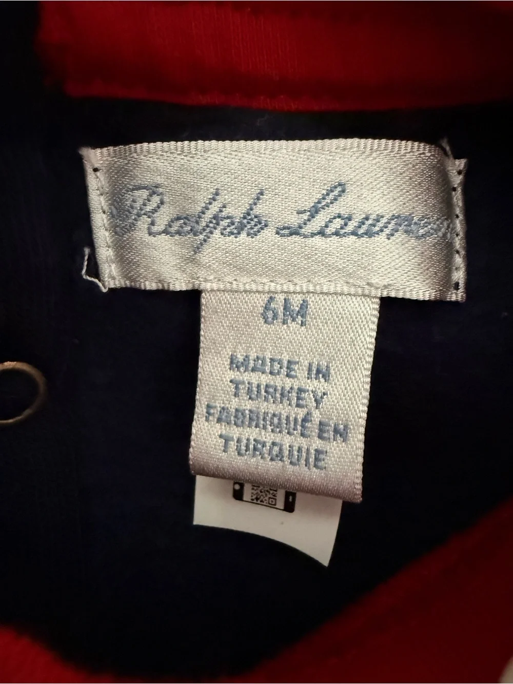 Ralph Lauren Navy & Red Polo Logo Crew Sweatshirt - 6 months